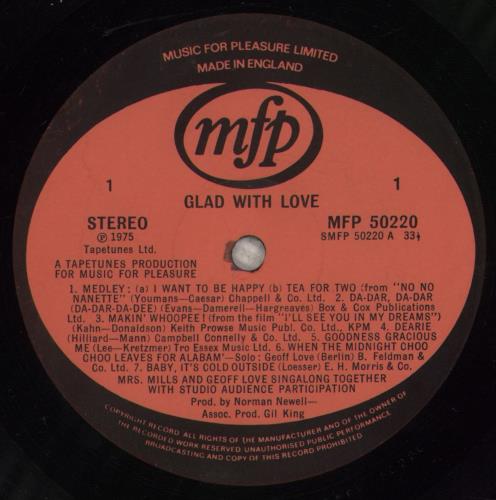 Mrs. Mills Glad With Love vinyl LP album (LP record) UK MMQLPGL700989