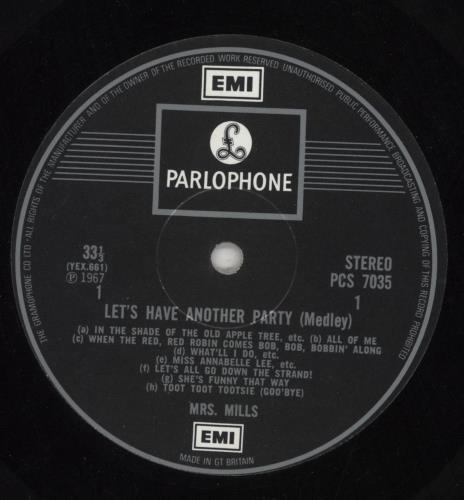 Mrs. Mills Let's Have Another Party vinyl LP album (LP record) UK MMQLPLE850418