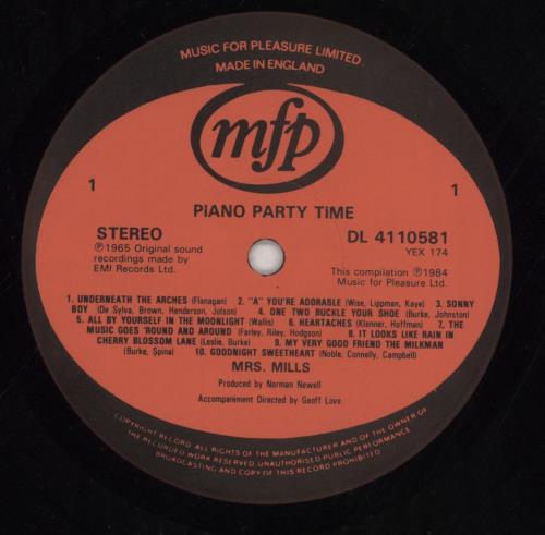 Mrs. Mills Piano Party Time 2-LP vinyl record set (Double LP Album) UK MMQ2LPI753972