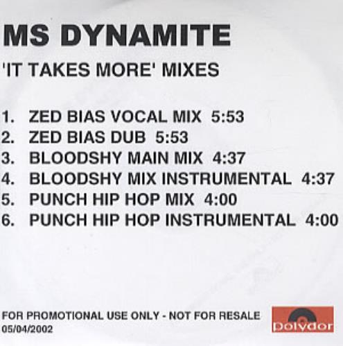 Ms. Dynamite It Takes More Mixes CD-R acetate UK MS.CRIT339942
