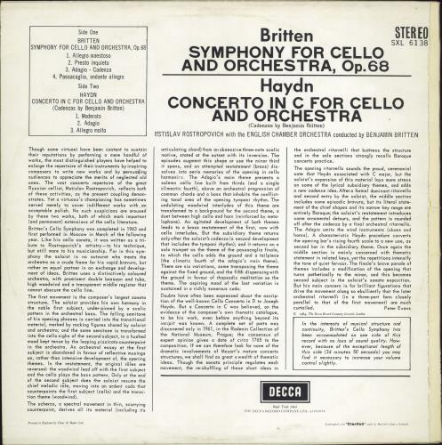 Mstislav Rostropovich Britten: Cello Symphony Op. 68 / Haydn: Cello Concerto In C vinyl LP album (LP record) UK N64LPBR775089