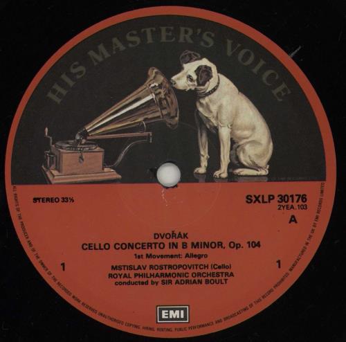 Mstislav Rostropovich Dvor�k: Cello Concerto In B Minor - 2nd vinyl LP album (LP record) UK N64LPDV760022