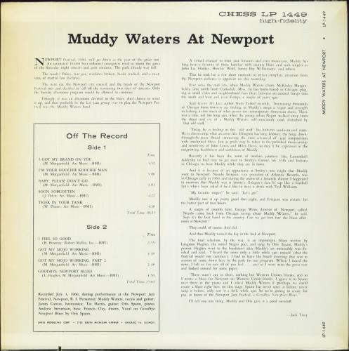 Muddy Waters Muddy Waters at Newport 1960 vinyl LP album (LP record) US MDWLPMU802508