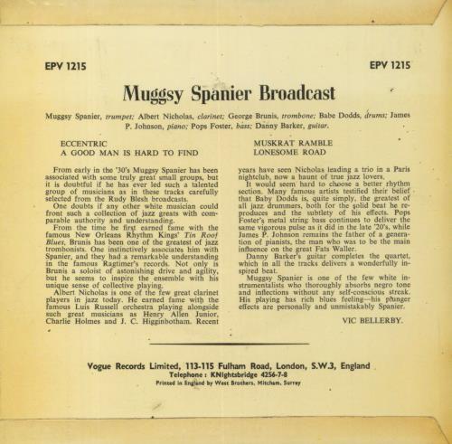 Muggsy Spanier Broadcasts This Is Jazz 7" vinyl single (7 inch record / 45) UK ME507BR831400
