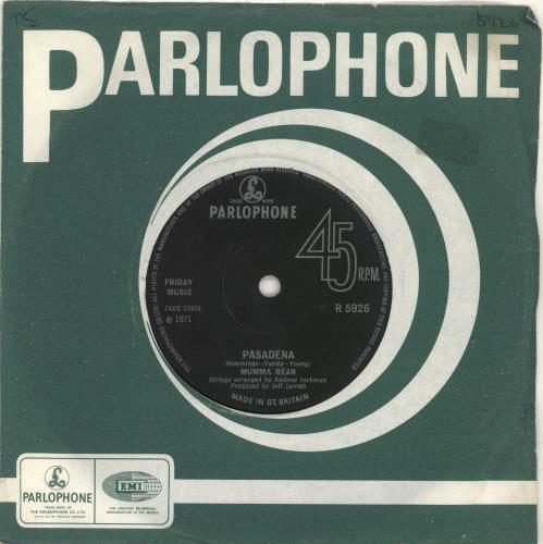 Mumma Bear Pasadena 7" vinyl single (7 inch record / 45) UK QVT07PA694292
