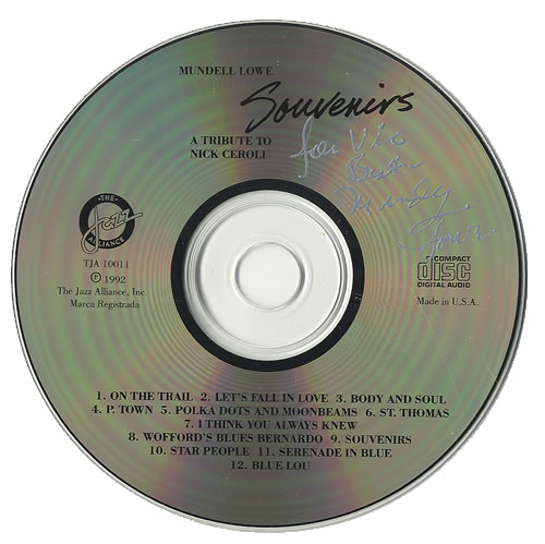 Mundell Lowe Souvenirs - Autographed CD album (CDLP) US LWMCDSO490678