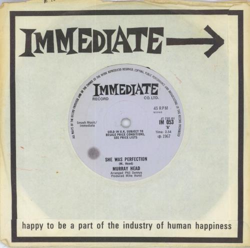 Murray Head She Was Perfection 7" vinyl single (7 inch record / 45) UK MHD07SH817196