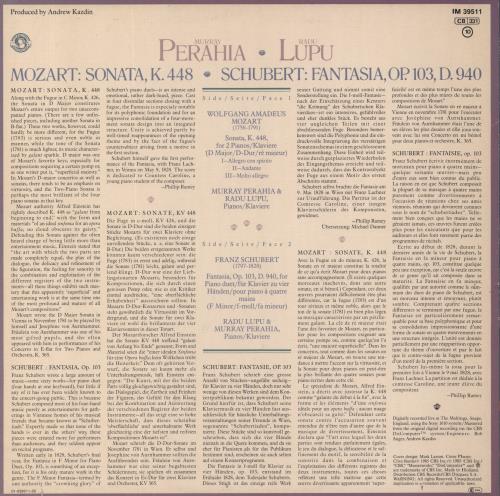 Murray Perahia Mozart: Sonata K. 448 / Schubert: Fantasia Op. 103, D.940 vinyl LP album (LP record) Dutch M-8LPMO648618