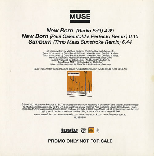 Muse New Born CD single (CD5 / 5") Australian USEC5NE552314