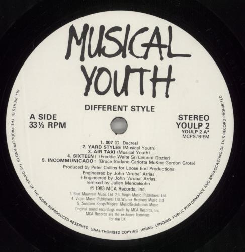 Musical Youth Different Style vinyl LP album (LP record) UK MYULPDI440314