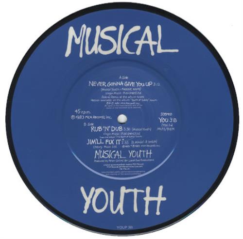 Musical Youth Never Gonna Give You Up 7" vinyl picture disc (7 inch picture disc single) UK MYU7PNE362461