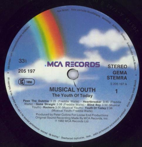 Musical Youth The Youth Of Today vinyl LP album (LP record) German MYULPTH821213