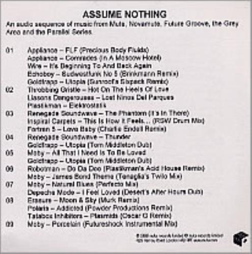 Mute Label Assume Nothing - Duplicate CD-R acetate UK MTUCRAS235429
