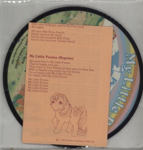 My Little Pony My Little Ponies' Song + Lyric Insert 7" vinyl picture disc (7 inch picture disc single) UK OYC7PMY662279