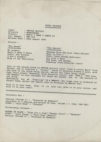 Mykrophone Music 2 Make U Dance - White Label vinyl LP album (LP record) UK OYKLPMU649753