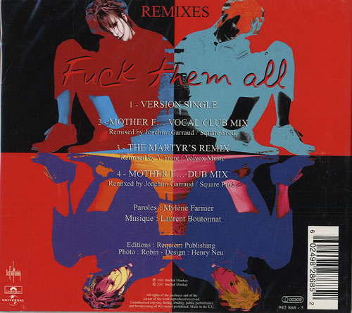 Mylene Farmer Fuck Them All Remixes CD single (CD5 / 5") French MYLC5FU324725