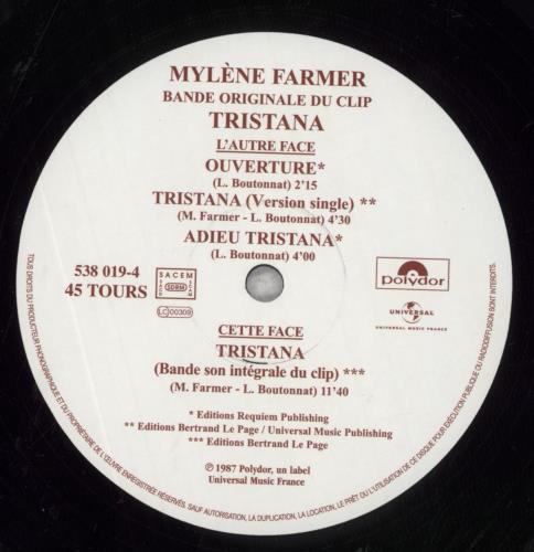 Mylene Farmer Tristana [Bande Originale Du Clip] 12" vinyl single (12 inch record / Maxi-single) French MYL12TR846713