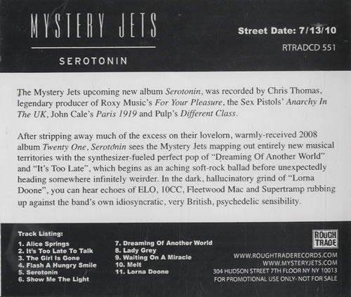 Mystery Jets Serotonin CD album (CDLP) US MJECDSE514697