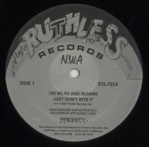 N.W.A. 100 Miles And Runnin' 12" vinyl single (12 inch record / Maxi-single) US NWA12MI579111