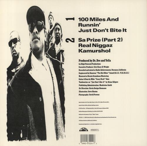 N.W.A. 100 Miles And Runnin' 12" vinyl single (12 inch record / Maxi-single) US NWA12MI579111
