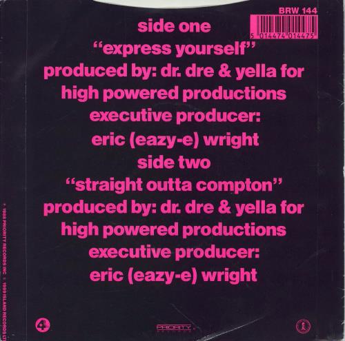 N.W.A. Express Yourself - EX 7" vinyl single (7 inch record / 45) UK NWA07EX773204