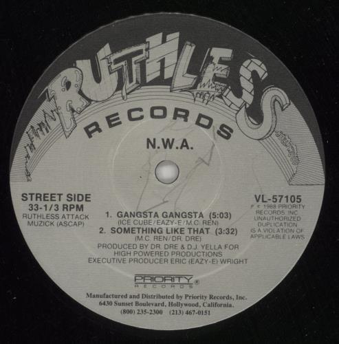 N.W.A. Gangsta Gangsta - Maxi Single 12" vinyl single (12 inch record / Maxi-single) US NWA12GA868963