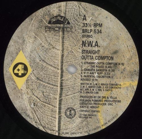 N.W.A. Straight Outta Compton - VG vinyl LP album (LP record) UK NWALPST859351