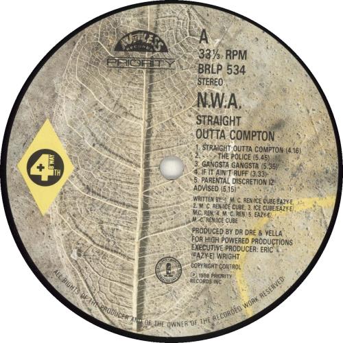 N.W.A. Straight Outta Compton vinyl LP album (LP record) UK NWALPST527233