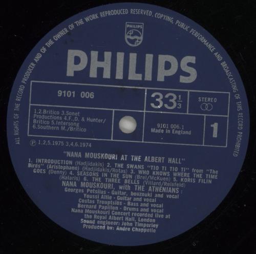 Nana Mouskouri At The Albert Hall vinyl LP album (LP record) UK NNMLPAT529337