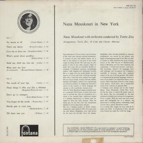 Nana Mouskouri In New York vinyl LP album (LP record) Dutch NNMLPIN531810