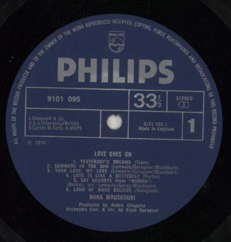 Nana Mouskouri Love Goes On vinyl LP album (LP record) UK NNMLPLO742622