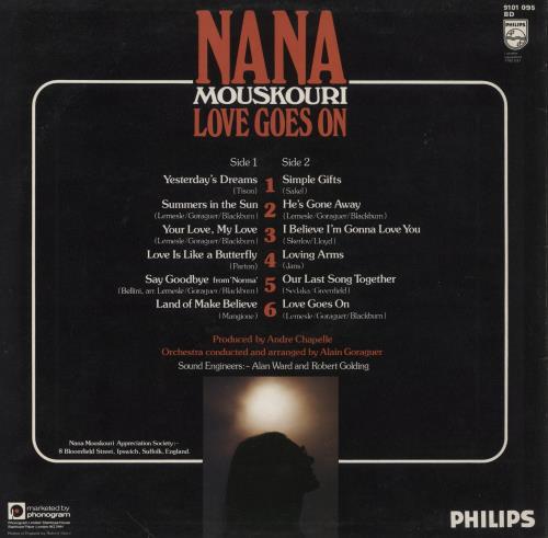 Nana Mouskouri Love Goes On vinyl LP album (LP record) UK NNMLPLO742622