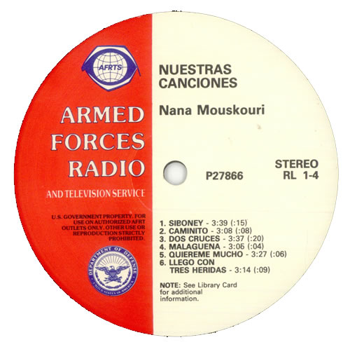 Nana Mouskouri Nuestras Canciones vinyl LP album (LP record) US NNMLPNU514105