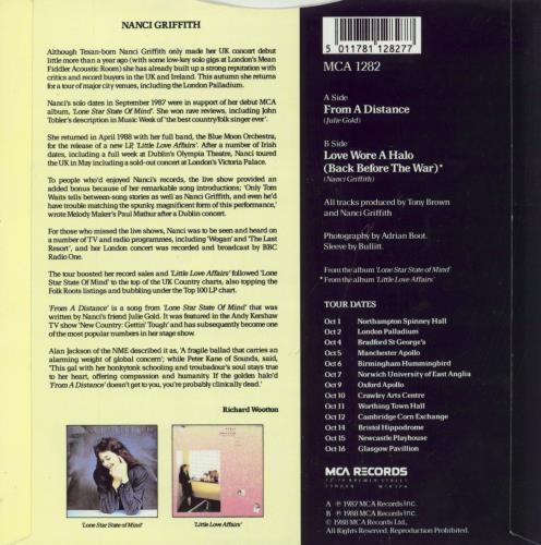 Nanci Griffith From A Distance 7" vinyl single (7 inch record / 45) UK NAN07FR56925