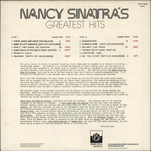 Nancy Sinatra Greatest Hits vinyl LP album (LP record) UK NYSLPGR133069
