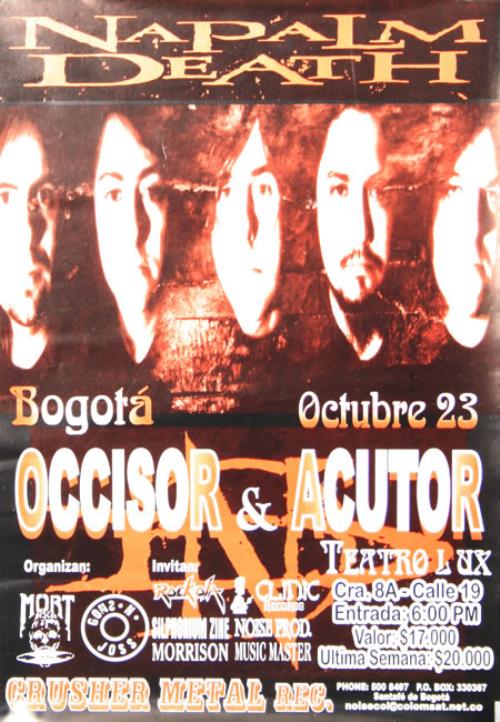Napalm Death Bogota Octubre 23 poster Colombian NAPPOBO450892