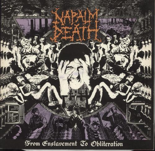 Napalm Death From Enslavement To Obliteration - 1st + 7" vinyl LP album (LP record) UK NAPLPFR738560