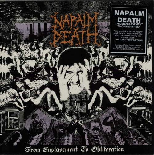 Napalm Death From Enslavement To Obliteration - stickered p/s vinyl LP album (LP record) UK NAPLPFR601479