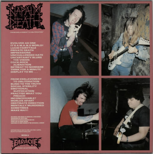 Napalm Death From Enslavement To Obliteration - stickered p/s vinyl LP album (LP record) UK NAPLPFR601479