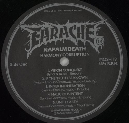 Napalm Death Harmony Corruption 2-LP vinyl record set (Double LP Album) UK NAP2LHA261215