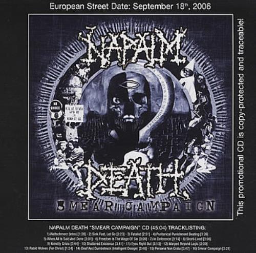 Napalm Death Smear Campaign CD album (CDLP) German NAPCDSM379623