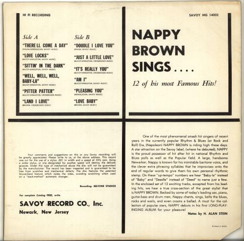 Nappy Brown Sings vinyl LP album (LP record) US NHPLPSI614660