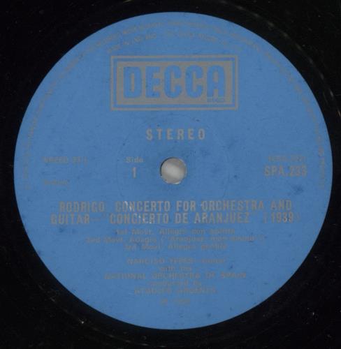 Narciso Yepes Rodrigo: Guitar Concerto & Fantasia Para Un Gentilhombre vinyl LP album (LP record) UK NDXLPRO534952