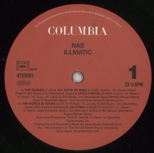 Nas Illmatic vinyl LP album (LP record) UK N-SLPIL867848