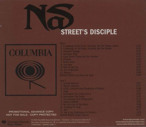 Nas Street Disciple 2 CD album set (Double CD) UK N-S2CST665182