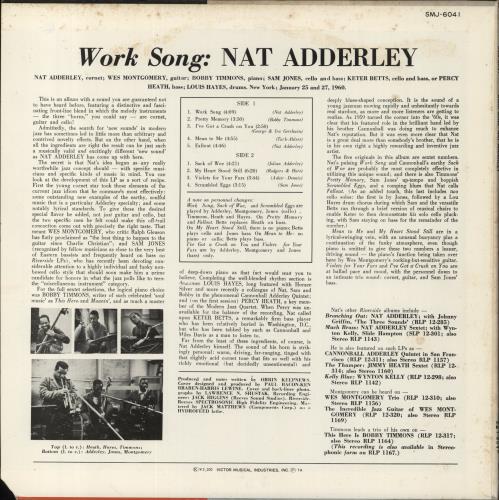 Nat Adderley Work Song vinyl LP album (LP record) Japanese NDLLPWO854729