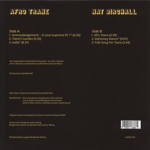 Nat Birchall Afro Trane vinyl LP album (LP record) UK 9K3LPAF867365