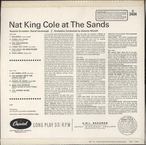 Nat King Cole At The Sands - Lime Green Label vinyl LP album (LP record) UK NKCLPAT887787