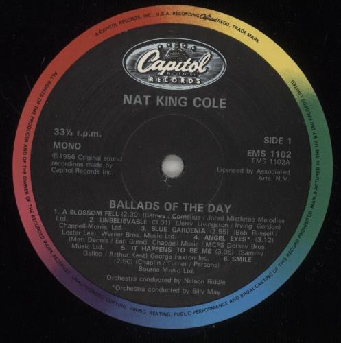 Nat King Cole Ballads Of The Day vinyl LP album (LP record) UK NKCLPBA887788