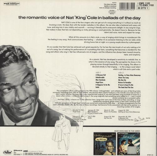 Nat King Cole Ballads Of The Day vinyl LP album (LP record) UK NKCLPBA887788